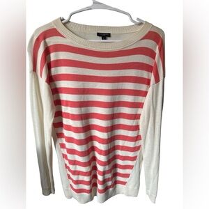 Talbots Women's Sweater - Coral and Cream Stripes
